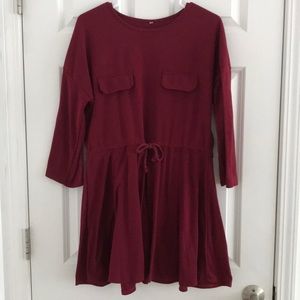 maroon drawstring dress (3/4 length sleeves)